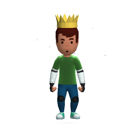 The Prism reward's in-game preview: the runner wearing a gold crown and shimmering outfit.